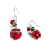 Holiday Jingle Bell Dangle Earrings - Red/Green/Silver